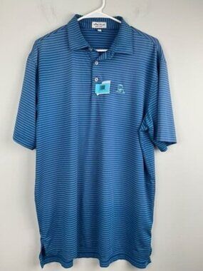 Peter Millar Summer Comfort Blue Striped Polo Shirt‎ Men's Size L Golf Casual